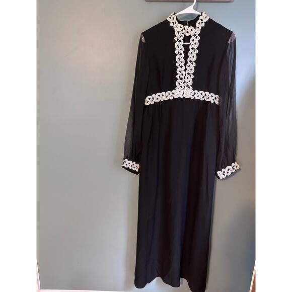 1960s Modette Vintage Mod Black Long Sleeve Sheath Dress - Rare - Picture 1 of 9